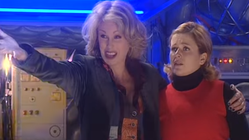 An exuberant Joanna Lumley and Julia Sawalha as the Doctor and Emma.